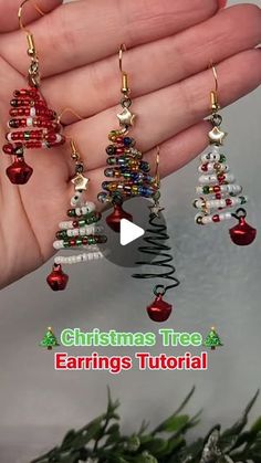 40K likes, 357 comments - rilanycreations on November 14, 2023: "Full tutorial on YouTube! Link in my profile.  Here is the tutorial for the Christmas tree earrings. 🎄  These earrings are pretty fun to make and are cute regardless of what color beads you use. 😃  I wanted to take more videos of it today with natural sunlight, but it wasn't a sunny day. 😕  Even though I have a ring light, it's just not the same. Oh well, I hope you like these earrings!  #diyearrings #earringstutorial #... Beaded Christmas Tree Earrings Tutorials, Beaded Christmas Earrings Diy, Unique Diy Earrings Ideas, Spiral Christmas Tree, Christmas Jewellery