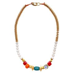 Catch the boho style with our vibrant Mandarin Necklace, a stunning addition to our bijoux collection that brings sunshine and joy to any outfit. Crafted from gold-plated stainless steel, this necklace features handmade ceramic and glass beads, freshwater pearls, hematite stones, and sparkling zirconia beads, creating a delightful mix of textures and colors. Each piece is unique, lovingly handcrafted in Germany, ensuring that no two necklaces are alike. Measuring approximately 48 cm, it’s perfec Evil Eye Necklace Gold, Jewelry Magazine, September Birthstone Jewelry, Evil Eye Necklace, Men's Jewelry Rings, Jewelry Ring Box, Eye Necklace, Pearl Jewellery Earrings, Evil Eye Jewelry