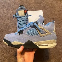 Jordan 4 University Blue Size 10 Worn 3 Times Little Scuff On The Back On The Right Pair That Came With It Hmu If Any Questions! University Blue 4s Jordans, Shoes Jordan 4s, Jordan 4 University Blue, Jordan 4s, Shoes Jordan, University Blue, Jordans For Men, Jordan Shoes, Mens Shoes Sneakers