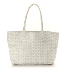 This is an authentic GOYARD Goyardine Artois PM White.This tote is crafted of goyardine-coated canvas with its iconic chevron pattern. It features a white leather trim including strap handles, top trim, and protective corner patches. The top zipper opens to a spacious off-white canvas interior with a hanging patch pocket. White Goyard Tote, Goyard Artois, Goyard St Louis Tote, White Goyard, Outfit Building, Goyard Tote Bag, Cozy Mood, Goyard Tote, Luxury Bags Collection