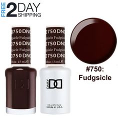 DND Soak Off Gel & Lacquer Duo Set #750 Fudgsicle, is a high gloss shine that lasts for up to 3 weeks with no chipping or peeling and soaks completely off in 10 to 15 minutes. DND set is applied faster, feels thinner, and last longer than any other gel available. Forget base coats, bond-aids, and primers. DND delivers a fast two-step professional system that is unique from any other on the market. Fused with essential vitamins, DND makes nail stronger, healthier, as well as stunning for weeks! L Wine Gel Nail Color, Dnd Gel Brown Colors, Fall 2024 Dip Nail Colors, Dnd Fudgesicle 750, Fudgsicle Nail Color, Dnd Dark Brown Gel Polish, Popular Fall Nails 2024, November Nails Dnd, Dnd 750 Fudgsicle