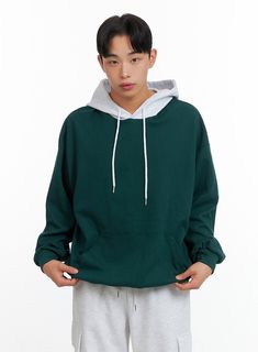 mens-contrasting-hoodie-green-iu414 / Green Bolero Sweater, The Color Green, Festival Trends, Contrast Hoodie, Hoodie Green, Mens Sweatshirts Hoodie, Beige Top, Prom Outfits, Boatneck Sweater