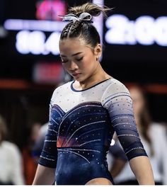 Suni Lee Hairstyles, Suni Lee Olympic Hair, Sunisa Lee Hair, Gymnastics Comp Hair, Gymnastic Hairstyles, Gymnastics Hair, Blue Ombre Hair