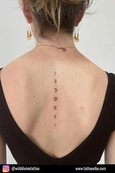 the back of a woman's neck with three different phases on her left side