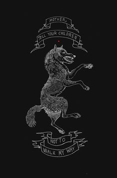 a drawing of a wolf on a black background