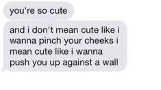 two texts that are in the same language, one says you're so cute and i don't mean cute like i wanna pinch your cheeks