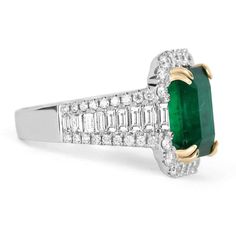 For Sale on 1stDibs - An exceptional Colombian emerald & diamond statement/anniversary ring. This fine quality ring is captivating from every angle. Incredible diamonds highlight Luxury Emerald Cut Emerald Cluster Ring, Luxury Vvs Clarity Emerald Ring For May Birthstone, Luxury Gia Certified Diamond Ring For May Birthstone, Luxury Emerald Ring With Diamond Accents For Anniversary, Luxury Emerald Ring With Brilliant Cut For May Birthstone, Luxury Moissanite Emerald Ring For Anniversary, Luxury Diamond Ring For Anniversary With May Birthstone, Luxury Emerald Ring For Anniversary, May Birthstone, Luxury Baguette Cut Emerald Ring With Center Stone