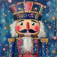 a painting of a nutcracker in blue and red