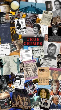 a collage of images with the words true crimes on them