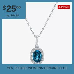 Brighten your jewelry collection with our Women�s Genuine London Blue Topaz Oval Pendant Necklace, elegantly crafted in sterling silver. This beautiful piece features a stunning oval London blue topaz, surrounded by a halo of sparkling lab-created white sapphires, creating a lovely contrast. The pendant hangs gracefully from an 18-inch cable chain, secured with a simple spring ring clasp. Perfectly packaged in a gift box, this necklace makes a thoughtful gift for any occasion, especially for th… Blue Topaz Pendant Necklace For Formal Occasions, Anniversary Blue Topaz Necklace, Blue Topaz Oval Pendant Necklace For Anniversary, Blue Topaz Oval Pendant Necklace, Blue Topaz Oval Pendant Necklace For Gift, Silver Blue Topaz Oval Pendant Necklace, Exquisite Blue Topaz Necklace Gift, Luxury Blue Topaz Oval Pendant Necklace, Oval Pendant Necklace