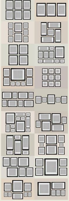 the different types of frames are shown in black and white, including one for each frame