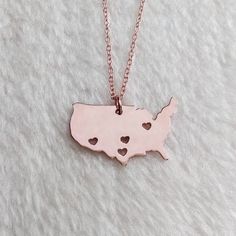 USA Travel Necklace,US Map Necklace,Friends Necklace,Homesick Sterling Silver Charm,Silver American Necklace,USA Shaped Necklace-%100 Handmade America state necklace is made of solid 925 Sterling Silver/ 18k gold plated/rose gold platedThe heart could engrave where your city location is (The heart could engrave where your city location on your state,If you no offer the city name will be default as agree to follow our designers views ),A heart in one state and another heart in a second state with Necklace Friends, Friends Necklace, Initial Cufflinks, Travel Necklace, State Necklace, Maputo, Map Necklace, Friend Necklaces, Cufflinks Wedding