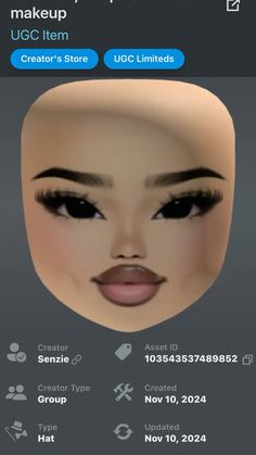 an image of a woman's face with makeup on the app store page, which is