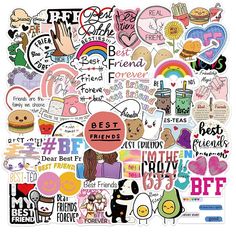 a bunch of stickers that are all over the place