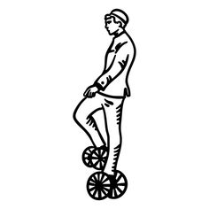 Man on wheels stroke PNG Design