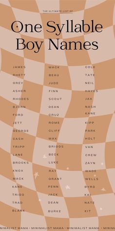 one syllable boy names on the cover of a book with an abstract background