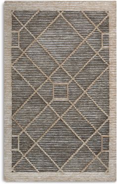 a gray rug with an intricate design on the bottom and sides, in grey tones