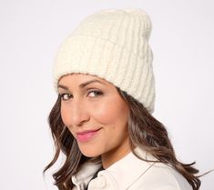 Hit the refresh button on your winter weather accessories with this chunky yarn cuffed hat. From Susan Graver. Susan Graver, Winter Weather, Chunky Yarn, Earmuffs, Accessories Hats, Fashion Accessories, Cuff, Yarn, Hats