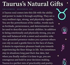 the zodiac sign for taurus's natural gifts