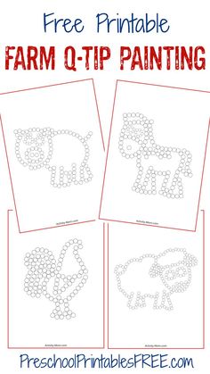 printable farm q tip painting for kids