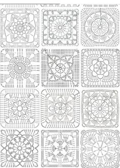 an image of crochet doily patterns in black and white on a white background