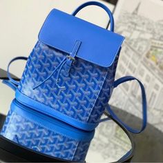 Goyard L'alpin Backpack ‘Blue’ Condition: New Size: One-Size Authentic Check Out Our ‘About’ For Additional Information. Designer Blue Backpack For Daily Use, Luxury Blue Standard Backpack, Luxury Blue Backpack Bag, Designer Blue Backpack, Designer Blue Standard Backpack, Designer Blue Backpack For Everyday Use, Luxury Blue Backpack, Luxury Blue Backpack For Everyday Use, Luxury Blue Everyday Backpack