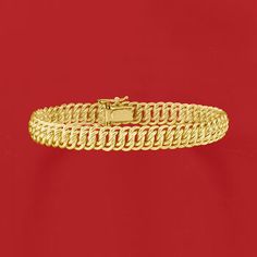 Ross-Simons - Italian 14kt Yellow Gold Americana-Link Bracelet. 7". From Italy, this jewelry box staple gleams in polished 14kt yellow gold. A cavalcade of glossy Americana links creates a lush bracelet that will look fabulous with all of your elegant ensembles. Figure 8 safety. Box clasp, 14kt yellow gold Americana-link bracelet. Safety Box, Fine Jewelery, Figure 8, Box Clasp, Bare Necessities, Timeless Jewelry, Designer Sandals, Link Bracelets, Unique Vintage