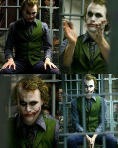 the joker is in jail with his hands on his face