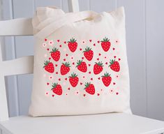 "Strawberry Tote Bag, Market Bag Tote Bag, Shoulder Bag, Shopping Bag, Cute Tote Bag,  Strawberry Bag,  Plant Tote Aesthetic Bag 🎗️OhMyTotes store welcomes you.🎗️ Do not hesitate to examine special and different designs in our store. These 🪷eco-friendly🌲, elegant-looking Canvas fabric Tote bags are the most useful and always fashionable bags you can carry. 🌟They are spacious, can hold a few items and look more stylish. It is a good alternative to plastic bags. You can use it as a shopping bag, bridesmaid bag, school bag, beach bag, gym bag, shopping bag, baby bag, school bag or business bag. PRODUCT FEATURES ✅Regular Size (Open Top-No Zipper): approximately 15\" Wide x 16\" Height      The shoulder straps are 20 1/2\"  long and 9 1/2\"  handle drop ✅ Jumbo Zippered Size: 20\"Wide x 15 Cute Canvas Shoulder Bag For Gifts, Cute Canvas Shoulder Bag For Gift, Trendy Canvas Satchel Bag For Gifts, Gift Canvas Satchel Bag With Removable Pouch, Gift Canvas Shoulder Bag With Removable Pouch, Canvas Satchel Bag With Removable Pouch As Gift, Eco-friendly Bags With Removable Pouch For Gifts, Canvas Pouch Bag With Removable Pouch As Gift, Gift Canvas Bag With Removable Pouch