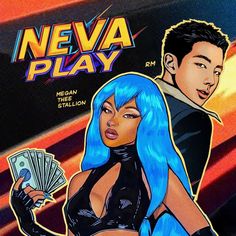 the cover art for neva play's album, featuring a woman with blue hair and