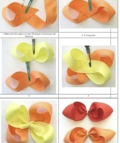 how to make an origami bow with ribbon and paper - step by step instructions