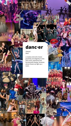 a collage of photos with dancers and text that says dancer on the bottom right hand corner