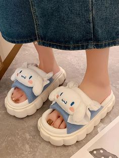 Kawaii Sanrio Home Slippers Hello Kitty Plush Cotton Indoor Bathroom Women 2023 Summer Beach Anti-sli Shoes Kuromi Flip Flops - Brand My Case Cute Closed Toe Summer Slippers, Cute Slip-on Eva Sandals, Cute White Flat Heel Sandals, Cute Synthetic Beach Slippers, Cute Open Toe Synthetic Slippers, Cute Non-slip Slippers For Spring, Cute Non-slip Spring Slippers, White Flat Eva Slippers, Cute Closed Toe Beach Slippers