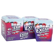 two boxes of extra berry mix sitting next to each other