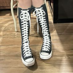 Tall Converse Shoes, Converse Boots Knee High, Scene Knee High Converse, Thigh High Converse, Converse Reference, High Rise Converse