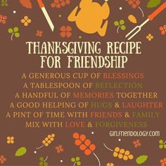 the thanksgiving recipe for friends is shown