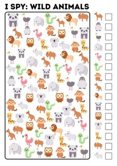 a printable game with animals on it