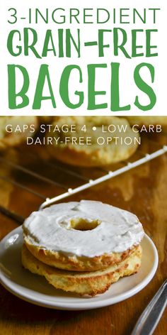 three ingredient grain - free bagels on a plate