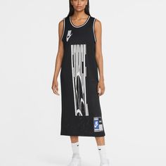 Nike Sportswear Women's Jersey Equality Black Dress Xs Nwot New Without Tag D289 Black Sleeveless Activewear With Graphic Print, Black Sleeveless Graphic Print Activewear, Jersey Dress Black, Nike Sportswear Women, Nike Dresses, Womens Jersey, Nike Store, Store Shoes, Jersey Dress