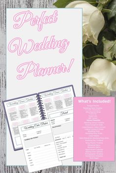 a wedding planner with flowers on top and the text, perfect wedding planner what's included?