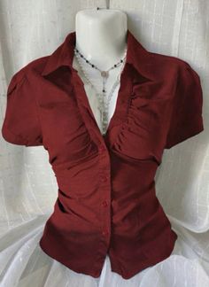 : red moodboard Burgundy Top Outfit, Red Collared Shirt, Sixth Form Outfits, Burgundy Top, Office Outfit, Top Outfit, Plain Shirt, Swaggy Outfits, Red Vintage