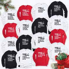 Long Sleeve Christmas Shirt, Most Likely To Christmas Long Sleeve, Christmas Family Custom Long Sleeve, Family Matching Group Long Sleeve.   Welcome to our store!  -We specialize in funny, customizable apparel shirts in different colors and styles printed on ultra-soft, super comfortable, and breathable material.  -Solid colors 50/50 Preshrunk Cotton/Polyester -We use Gildan - Heavy Blend and one of the best quality products on the market. If there are personal designs you want, we can make cust Family Christmas Tshirt Ideas, Funny Christmas Shirts Family, Funny Family Christmas Shirts, Most Likely To Christmas Shirts, Christmas Beer, Matching Christmas Shirts, Christmas Vinyl, Drinks Alcohol, Santa Shirts