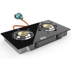 two burners on top of each other with an orange cord connected to the burner