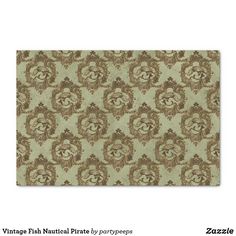 an image of a wallpaper pattern in brown and green colors with the words vintage fish nautical plate by porgrees