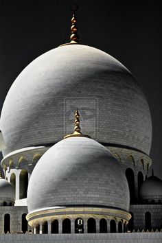 a large white building with two domes on top