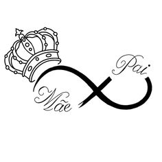 a black and white drawing of a crown on top of an infinite line with the word,