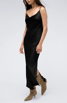 This classic slipdress is updated with a drapey cowl neck for understated elegance. 43 1/2" length Cowl neck Spaghetti straps Lined 100% polyester Dry clean Imported Understated Elegance, Nordstrom Store, Kenneth Cole, Cowl Neck, Spaghetti Strap, Spaghetti, Dry Clean, Nordstrom, Black