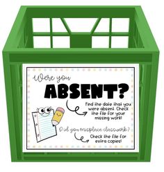 🌟 Introducing the Absent Bin Template: The Perfect Solution for Classroom Organization! 🌟 Keep your classroom running smoothly and help your students stay on track with their missed work using our customizable Absent Bin template! Designed specifically for upper elementary and middle school classrooms, this template allows students to independently find and retrieve any extra copies of work they missed while they were absent. ✨ Features: Easy-to-Use Design: Simple, intuitive layout for both teachers and students. Customizable Sections: Edit the template to fit your classroom needs, including specific subjects or assignments. Promotes Independence: Encourages students to take responsibility for their missed work. Clear Instructions: Easy to understand and implement with minimal preparatio Teacher Copy Organization, Middle School Classroom Organization, Missing Work, Classroom Organisation, Middle School Classroom, Upper Elementary, Student Encouragement, School Classroom, Design Simple