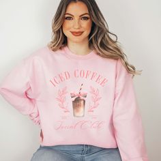 Join the coolest club around with our Iced Coffee Social Club Crew Sweatshirt. Stay warm and stylish while showing off your love for iced coffee. Our sweatshirt is the perfect addition to any casual outfit. Join the club today and be the envy of all your coffee-loving friends! Designs are printed with direct to garment, high quality inks Casual Winter Lounging Sweatshirt, Trendy Cotton Sweatshirt For Lounging, Trendy Cotton Lounging Sweatshirt, Coffee Long-sleeve Sweatshirt For Winter, Coffee Crew Neck Sweatshirt For Winter, Coffee Color Crew Neck Sweatshirt For Winter, Coffee Colored Crew Neck Sweatshirt For Winter, Casual Coffee Long Sleeve Sweatshirt, Casual Coffee Sweatshirt For Winter