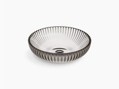 an empty glass bowl on a white background